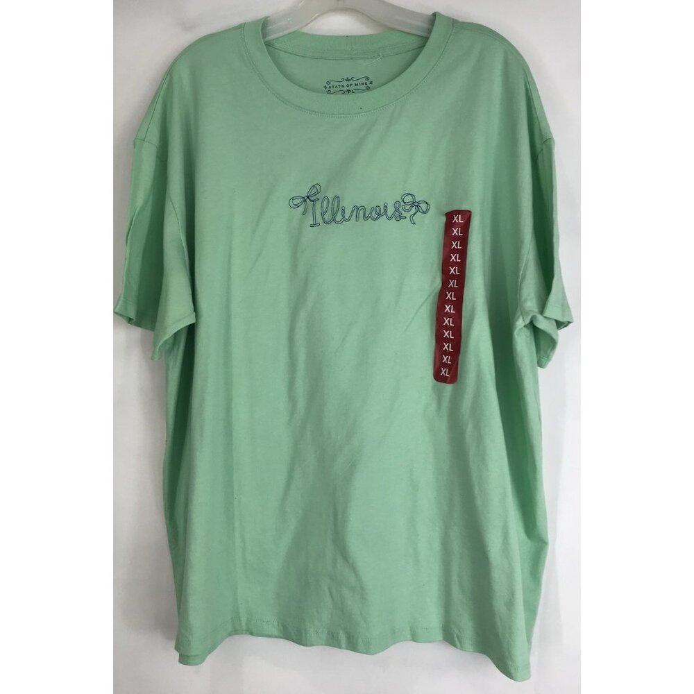 State Of Mine T Shirt Womens Size XL Green Short Sleeve Illinois Embroidered